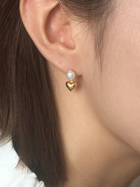 주얼리 - 마이보부 (MYBOBU) - pearl heart earring