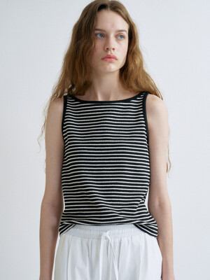 S Boat neck Texture Sleeveless_4 colors