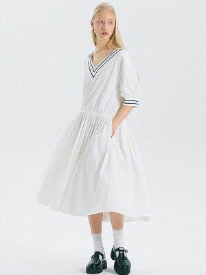 SAILOR PLEATS DRESS_WHITE