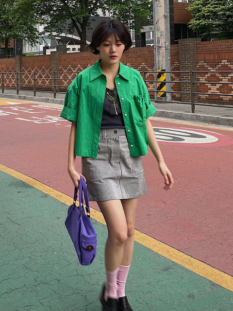 스커트 - 럭키마르쉐 (LUCKY MARCHE) - Daily Stripe Mini Skirt_QWKAX23511BKX