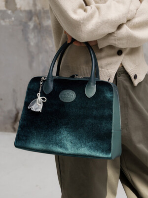 VELVET TOTE MARION BAG_DARK GREEN