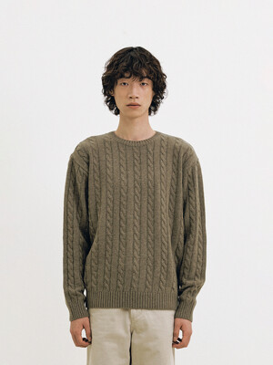Cable Knit Sweater (Khaki beige)