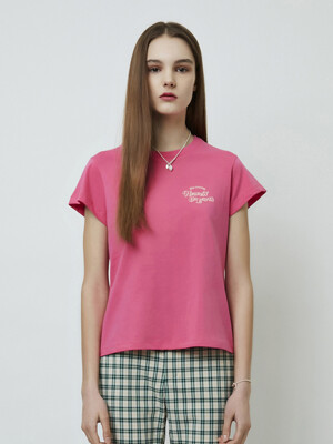 해븐 반팔 기본 핏 티셔츠 핑크