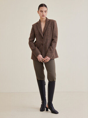 Merino Wool 100  Tweed Jacket _ Brown