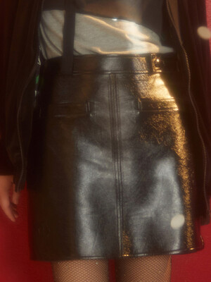 Fake Leather Mini Skirt _LFKAS24040BKX