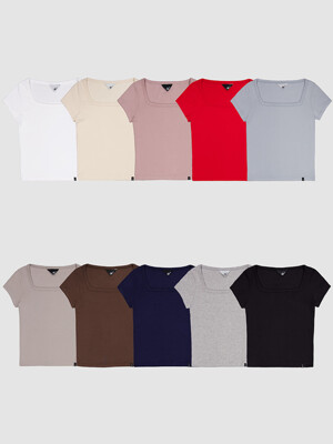 [단독 컬러추가] D. BASIC COTTON SQUARE-NECK T - 10 COLOR