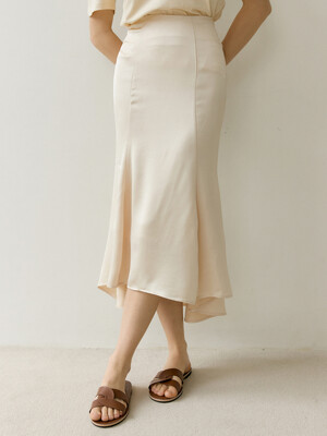 DRAW PANEL LONG SKIRT RICH CREAM