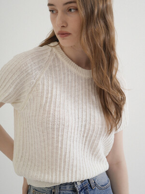 Summer Round Shirring Half knit (White)