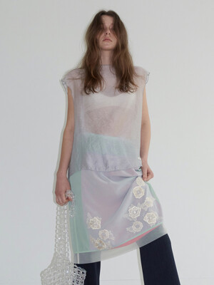 LAYERED FLOWER SKIRT_MINT