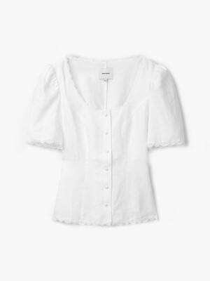 플라워 레이스 린넨 블라우스 (Anabella Linen Top)_화이트 RF14306026