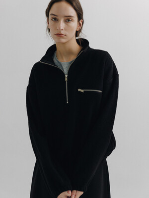 Wool haif zip-up (Black)