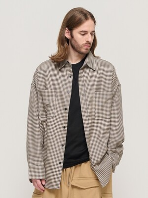 WESTERN GINGHAM OVER CHECK SHIRT (BROWN)