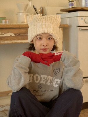 MEOW KNIT BEANIE_IVORY