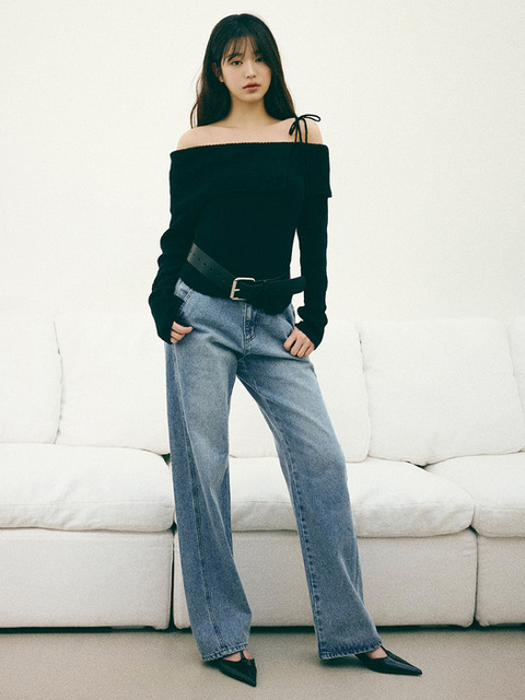 ROLAROLA★大人気★SEMI BOOTS CUT WRINKLE PANTS♪ 로라로라]SEMI BOOTS CUT WRINKLE PANTS BLACK