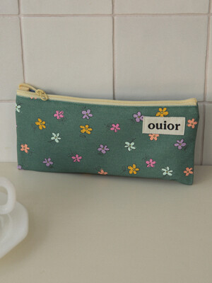 ouior flat pencil case - joy green (topside zipper)