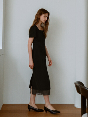 Square See-through Dress[LMBESPDR5806]-Black
