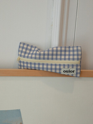 ouior flat pencil case - modern blue (middle zipper)