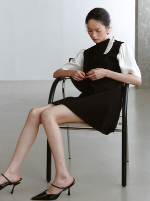 Neck Ribbon Detail Mini One-piece_black