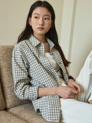 cotton pocket check shirt (vintage black)
