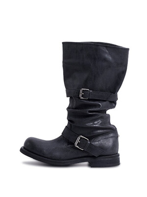 Slouchy Long Boots_Washed Black