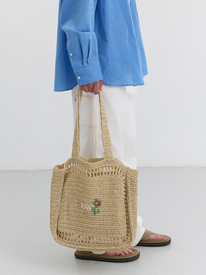 HAND DRAWING BLOOM BAG NATURAL CREAM_M_UDBA5E217CR