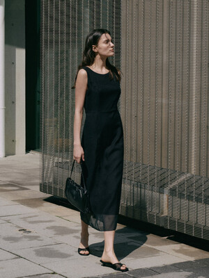 Boat Neck Sleeveless Dress[LMBESUDR5808]-Black