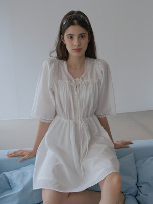 DIANA LACE TRIM COTTON DRESS_WHITE