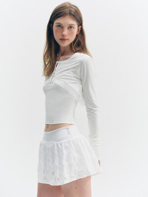 MINI LACE BUTTON SKIRT PANTS_TT5S507IV
