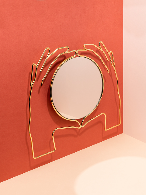 홈데코 - 도이 (DOIY) - 엑세리아 벽걸이 거울 골드 라지