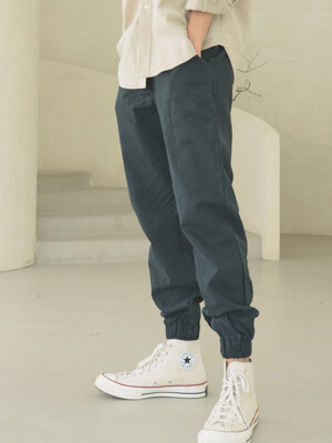 linen banding pants [jogger fit]_navy