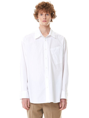 45˚POCKET Overfit Cotton Shirt(WHITE)