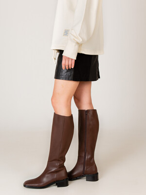 Squircle riding long boots | Dark brown