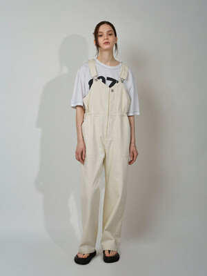 ELLON V-NECK DENIM OVERALL_CREAM