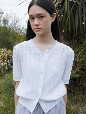 Half Sleeve Knit Cardigan  White (KE255AM011)