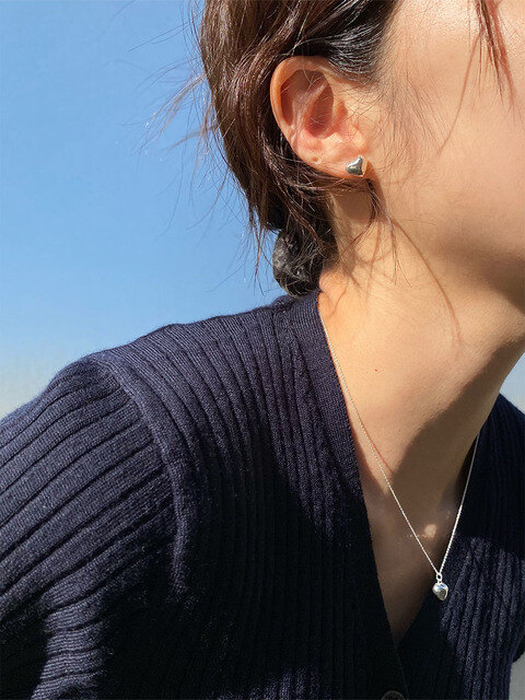 주얼리,주얼리,주얼리 - 베흐트 (verte) - [set][925 silver] full heart necklace (silver) + full heart earring (3 size)