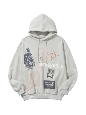 COLLAGE HOODIE / LIGHT GRAY