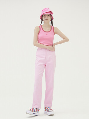 HIGHWAIST TAPERED FIT PANTS PINK