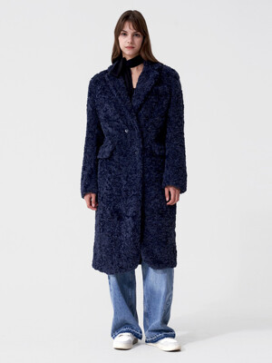 TEDDY ECO FUR COAT_NAVY 테디 에코퍼 코트