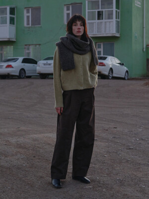 warm wide trouser (smoke brown)