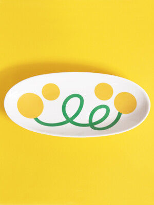 yellow flower oval plate