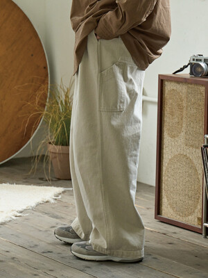 TWO TUCK WIDE KATION PANTS CREAM