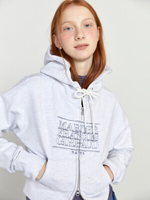W CLASSIC LOGO CROP HOODIE ZIPUP light heather gray
