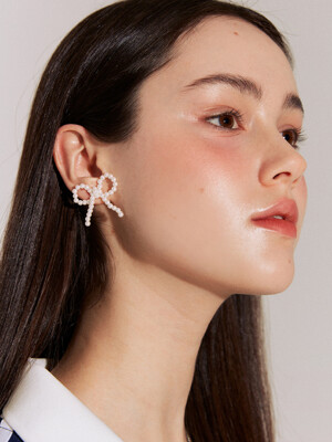 lotsyou_Ribbon bon Pearl Earing White