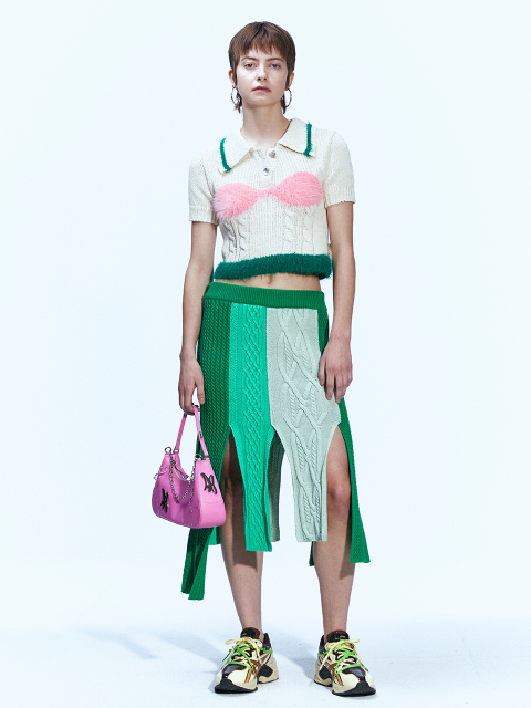 니트 - 앤더슨 벨 포 우먼 (ANDERSSON BELL for WOMEN) - HAYES LINGERIE INTARSIA KNIT COLLAR TOP atb880w(IVORY)