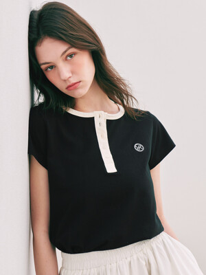 HENRYNECK HALF T-SHIRT BLACK IVORY