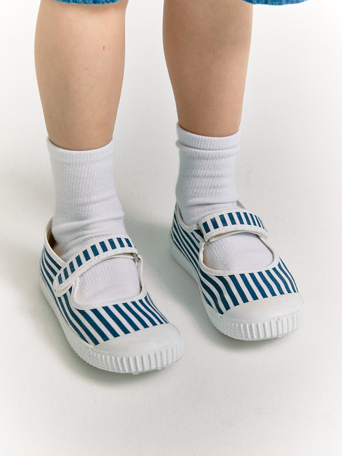 키즈슈즈 - 마리떼프랑소와저버 (Marithe Francois Girbaud) - MFG X VICTORIA KIDS STRIPE MERCEDES STRAP LONA TINTADA Blanco