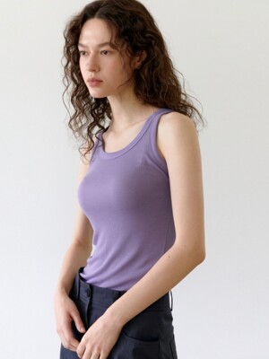 SOFT RIB SLEEVELESS SHIRT DUSTY LAVENDER