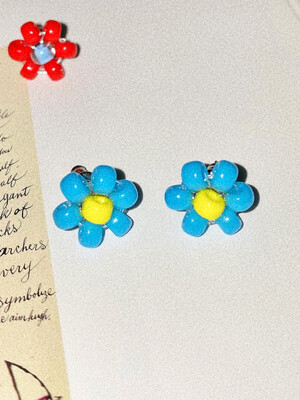 Blue Bell Flower Beads Earring