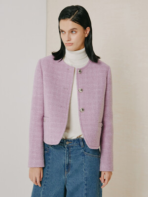 no-collar stitch tweed jacket YZAJKN3