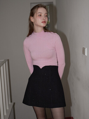 TULIP SPANGLE MINI SKIRT_BLACK